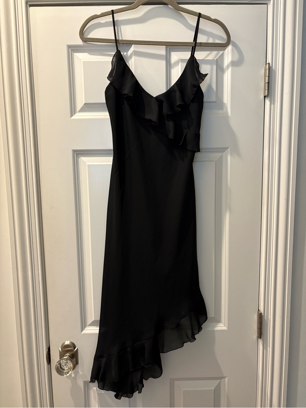 Vintage Black Asymmetrical Ruffle Dress Medium